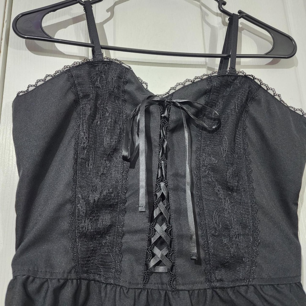 Vintage Goth Black Lace Up Bustier - Picture 3 of 4